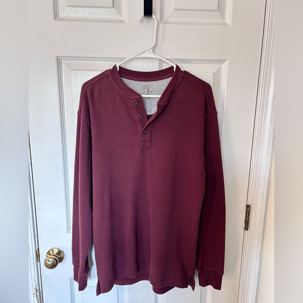 Men's Burgundy Thick Henley Shirt